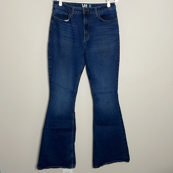 Lee Slim Fit Flare High Rise Medium-Dark Wash Jeans- 14 Long - Picture 1 of 11